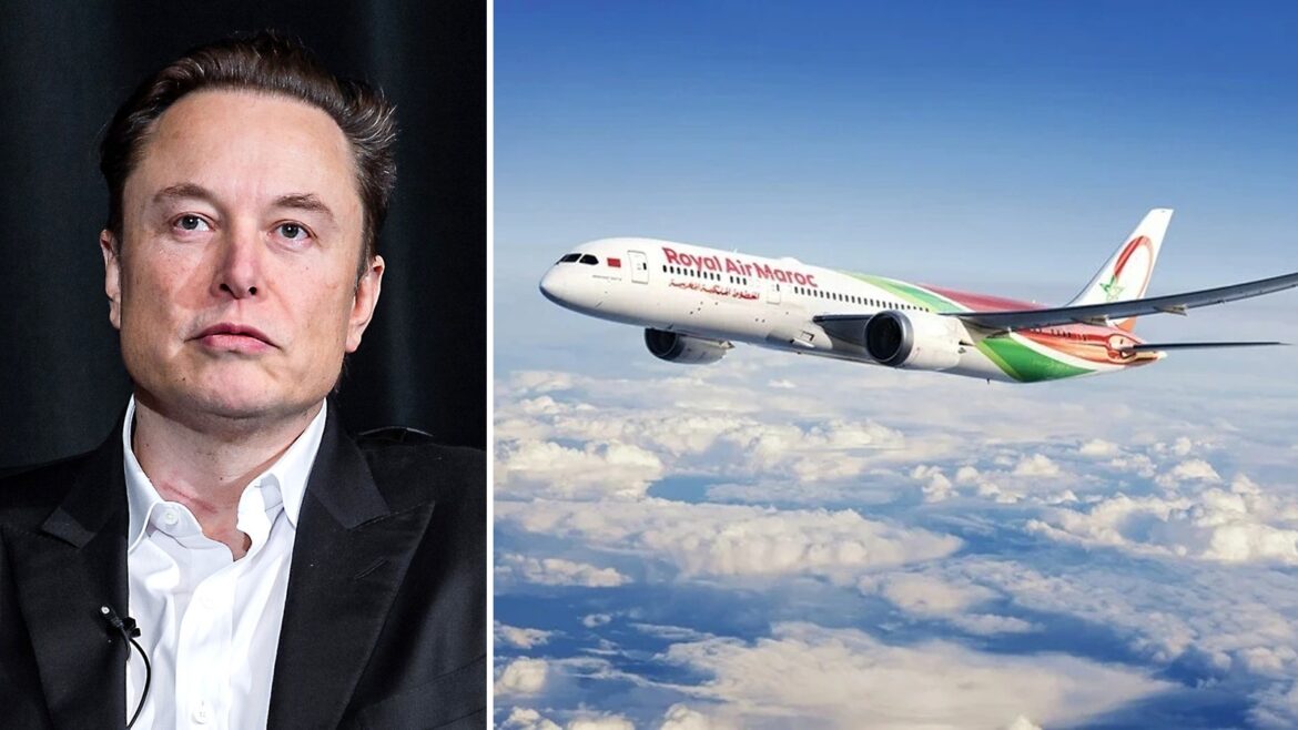 Montage : Elon Musk et un Boeing 787 de Royal Air Maroc en vol